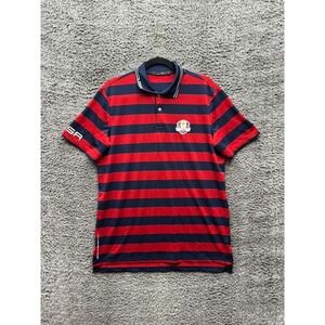 RLX Ralph Lauren USA 2016 Ryder Cup Golf Striped Polo Shirt Red Blue Mens Size M